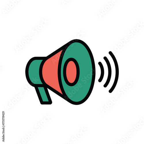 An illustration of a megaphone with sound waves emanating from it