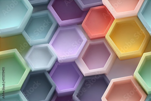 Create a seamless texture of interlocking hexagons in gradient colors perfect for digital art backgrounds