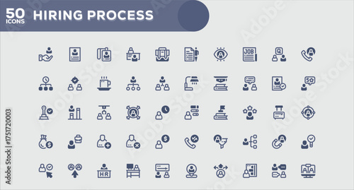 Hiring Process Modern Flat Icons Pack for Startup and Technology Projects