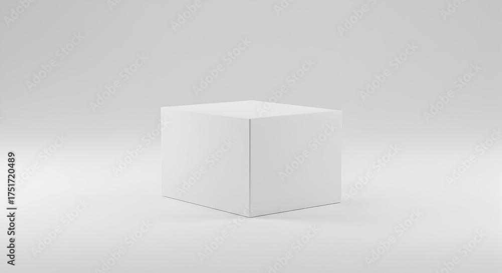 Fototapeta premium Closed White Cube Cardboard Packaging Box - Simple Product Mockup Template