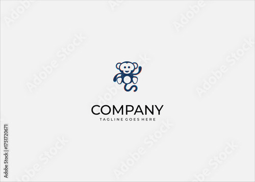 Cute Blue Monkey Mascot Vector Icon with 3D Anaglyph Glitch Effect Symbolizing Web Coding, Playful Gaming Avatar, and Modern Digital Glitch Art.