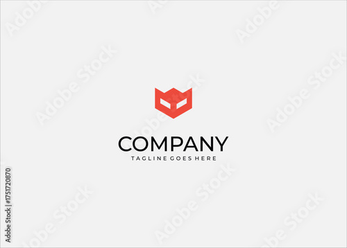 Minimalist Fox Head Logo: Modern Red Wolf Face Icon, Abstract Geometric Mascot Symbol for Gaming and Technology Vector.