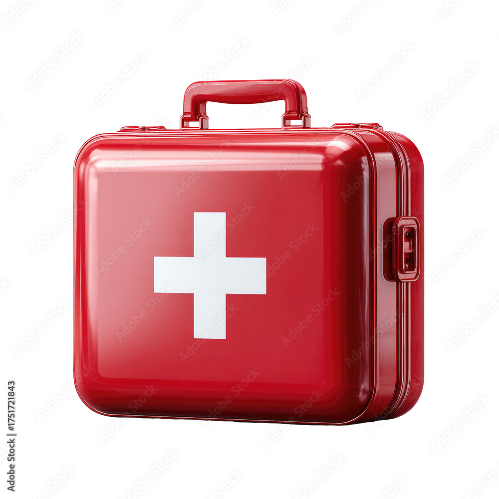Fototapeta premium Red medical kit with white cross