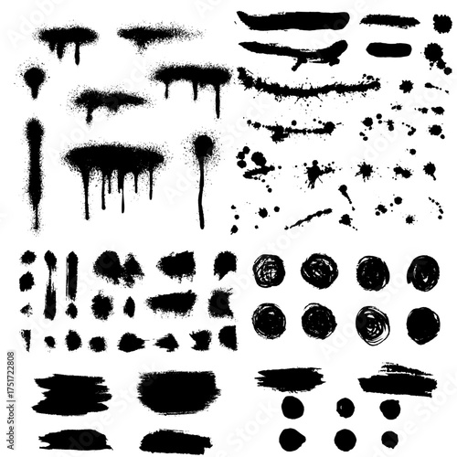 Grunge Decoration Vector Pack - Graffiti Spray, Brush Strokes & Splash Shapes for Text Backgrounds