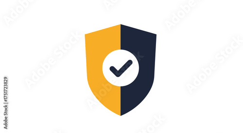 Shield with check mark emblem for security safety and protection against digital threats vector