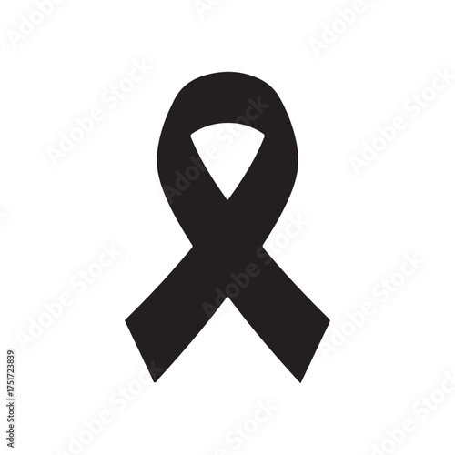 Cancer awareness ribbon flat icon silhouette vector flat illustration design on white back ground