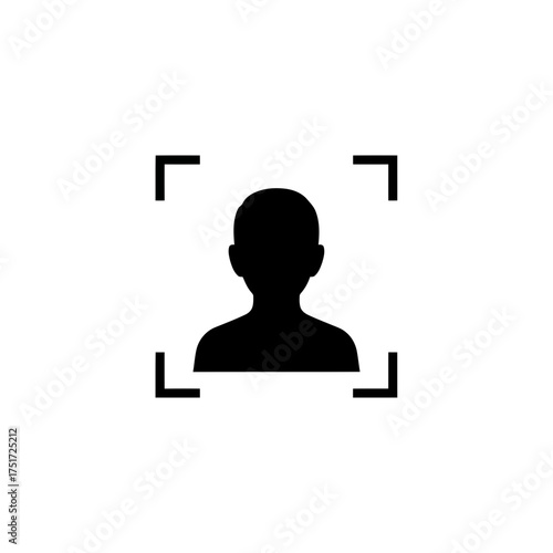 Adobe illustrator of silhouette of person with facial recognition frame