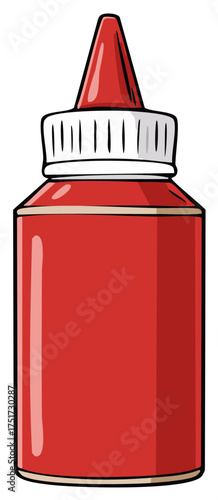 Illustration of a red squeeze bottle for condiments or sauces