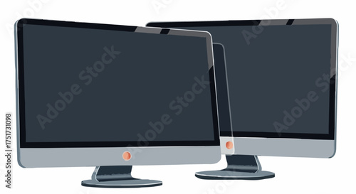 black lcd monitor vector illustration