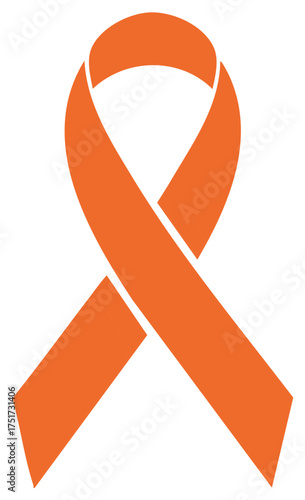Orange ribbon symbol for leukemia multiple sclerosis and gun violence awareness