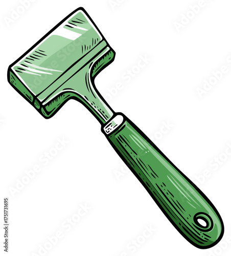 Retro Style Green Cheese Plane Kitchen Tool Hand Drawn Engraved Illustration