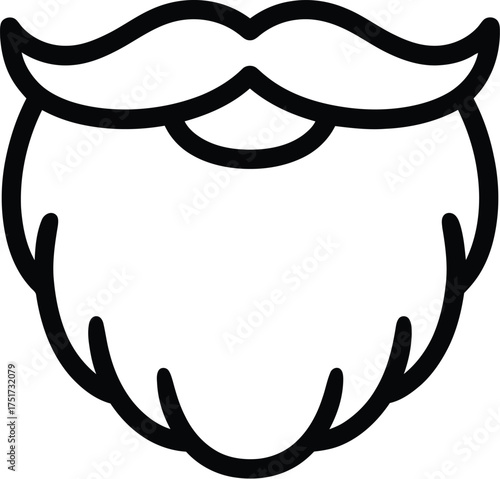 A simple line drawing of a beard and mustache is shown.