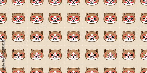 cat seamless pattern kitten eyeglasses eyewear vector calico doodle cartoon pet animal illustration checked dash line tile background gift wrapping paper repeat wallpaper scarf isolated brown