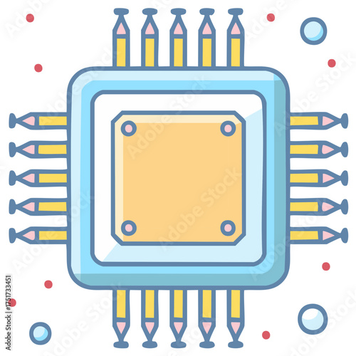 Stylized Microchip Vector Graphics Symbol for Tech Design Projects