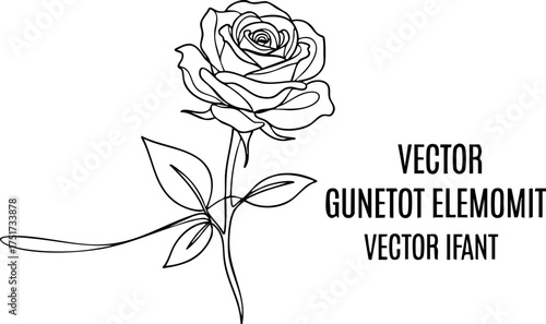 Konstfotografi Elegant single rose with delicate leaves, a timeless symbol of beauty and romance, perfect for artistic designs and heartfelt sentiments