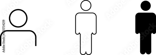 User profile avatar icon set, profile symbol in solid and outline styles, different flat person icon vector. People group icon set