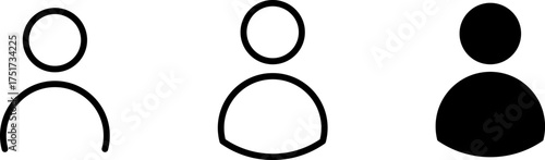 User profile avatar icon set, profile symbol in solid and outline styles, different flat person icon vector. People group icon set