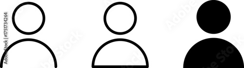 User profile avatar icon set, profile symbol in solid and outline styles, different flat person icon vector. People group icon set