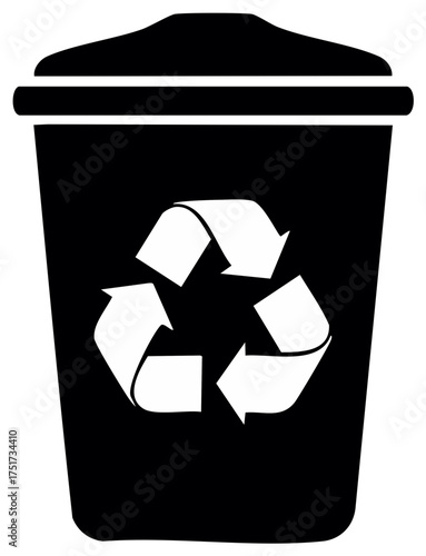 Recycle bin with white symbol of recyclable process arrow eco sign for waste