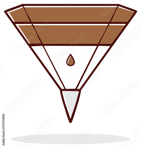 Simple flat illustration of a pour over coffee dripper brewing with a single drop falling