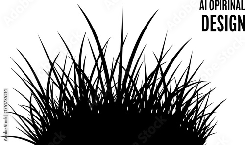 Konstfotografi Dynamic silhouette of lush green grass blades swaying gently, perfect for nature