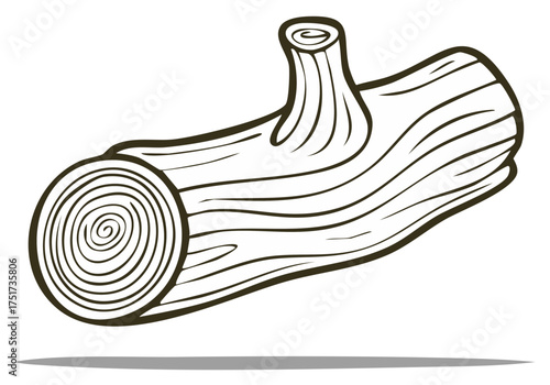 Stylized illustration of a single log with growth rings and a branch nub