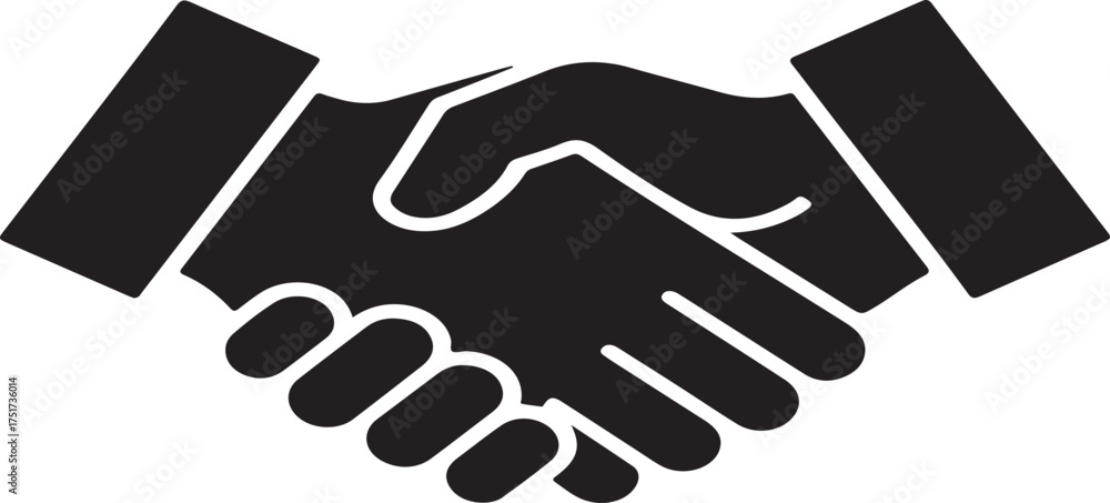 Obraz premium Professional Handshake Silhouette Icon Vector.