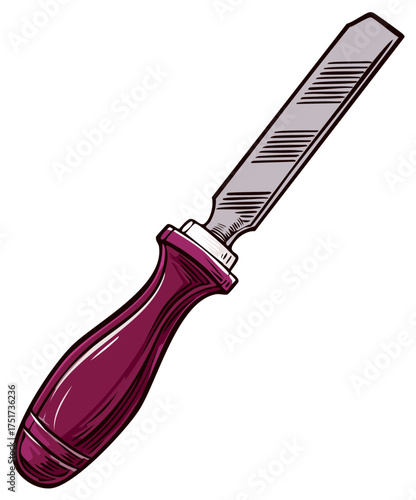 Metal file or rasp hand tool for carpentry and metalworking vector illustration