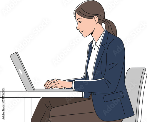 Modern Female Professional Using Laptop