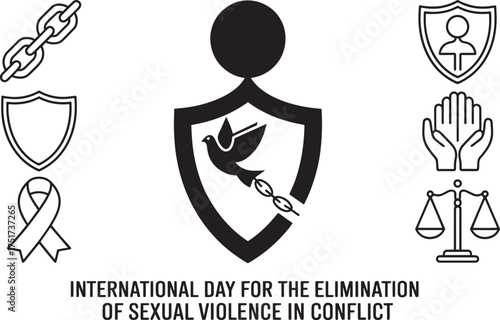 International Day for Elimination of Sexual Violence in Conflict vector flat illustration