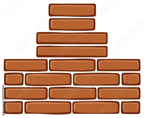 Cartoon style brown bricks forming an unfinished wall or building structure illustration