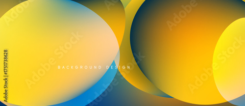 Abstract design features overlapping circles. Colors blendyellows, oranges, blues. Modern aesthetic, smooth gradients create visual interest.