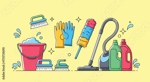 Essential cleaning supplies for a spotless home.