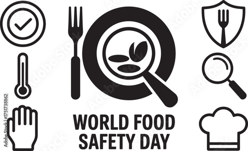 World Food Safety Day vector illustration with magnifying glass inspect beans hygiene quality check