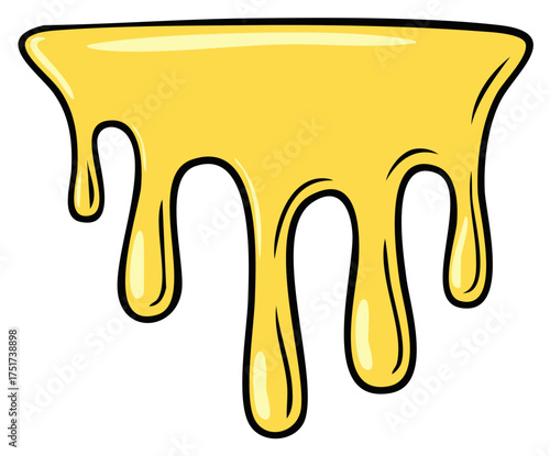 Golden Yellow Liquid Drip Cartoon Style Sweet Viscous Fluid Design Element