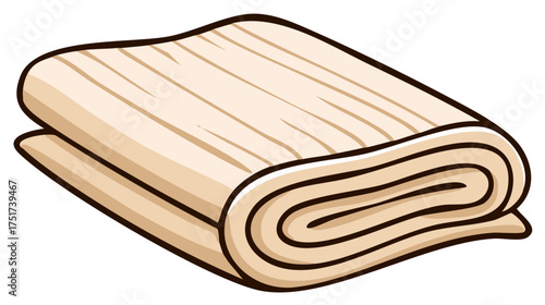 Folded Rectangular Fabric Cartoon Illustration Soft Creamy Cloth Stacked Neatly for Home Textiles, Furnishings, or Bedding