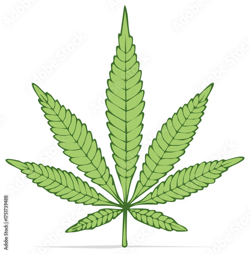 Green Cannabis Leaf Illustration for Medical Marijuana and Hemp Legalization Concepts