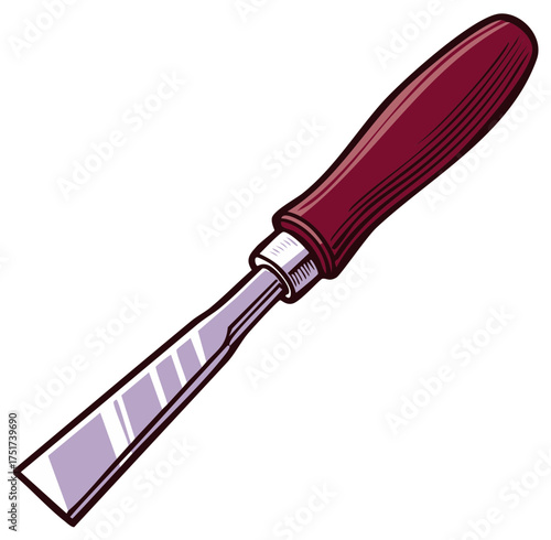 Handheld Woodworking Chisel Tool with Maroon Handle
