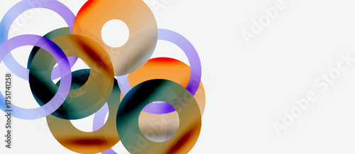 Abstract circles overlap, creating vibrant color blends. Soft hues suggest movement, depth, modern design. Minimalist composition.