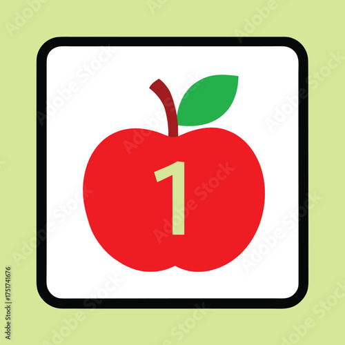 Wallpaper Mural Red apple with the number one on a light green background
 Torontodigital.ca