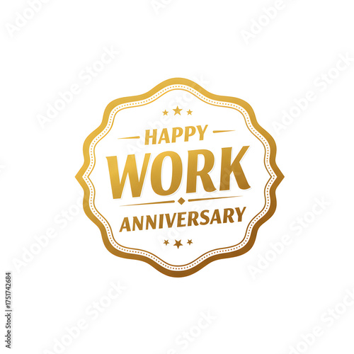 Happy work anniversary gold badge