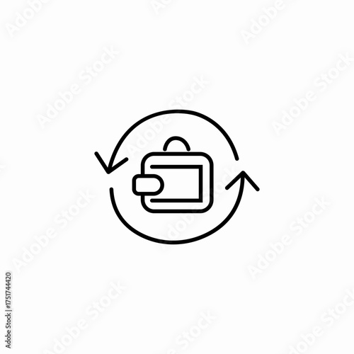 wallet circular exchange icon sign vector