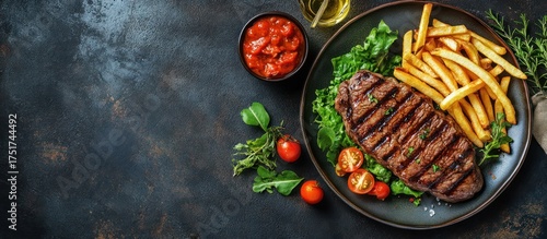 Grilled Steak with French Fries