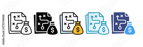 Budget Planning Icon Set Multiple Style Collection