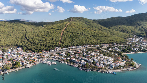Fototapeta Naklejka Na Ścianę i Meble -  Aerial View of Güvercinlik Village, Bodrum, Turkey with Stunning Landscape