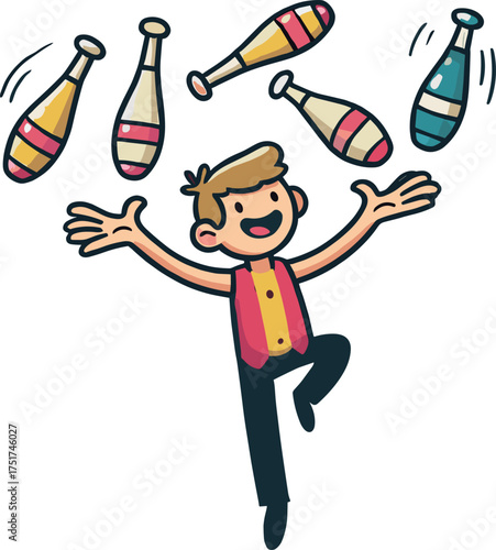 ジャグリングをしている男性のイラスト