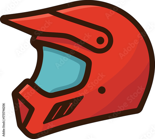 モトクロスの赤いヘルメット側面のイラスト