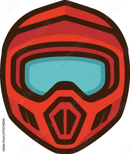 モトクロスの赤いヘルメット正面のイラスト