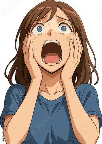 絶望の表情の女性のイラスト