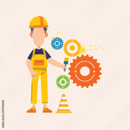 Engineer Architect Technician Repairman Worker Construction Concept